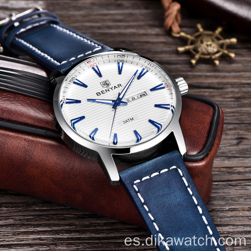 Nuevos relojes BENYAR de marca de lujo, Reloj de cuarzo de cuero para Hombre, Reloj deportivo para Hombre, Reloj con fecha de la semana de la moda, reloj Masculino